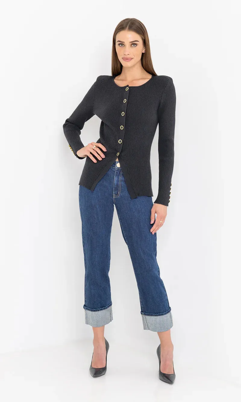 Generation Love - Cherish Rib Cardigan - Black sold by Jessie Boutique product image thumbnail 4