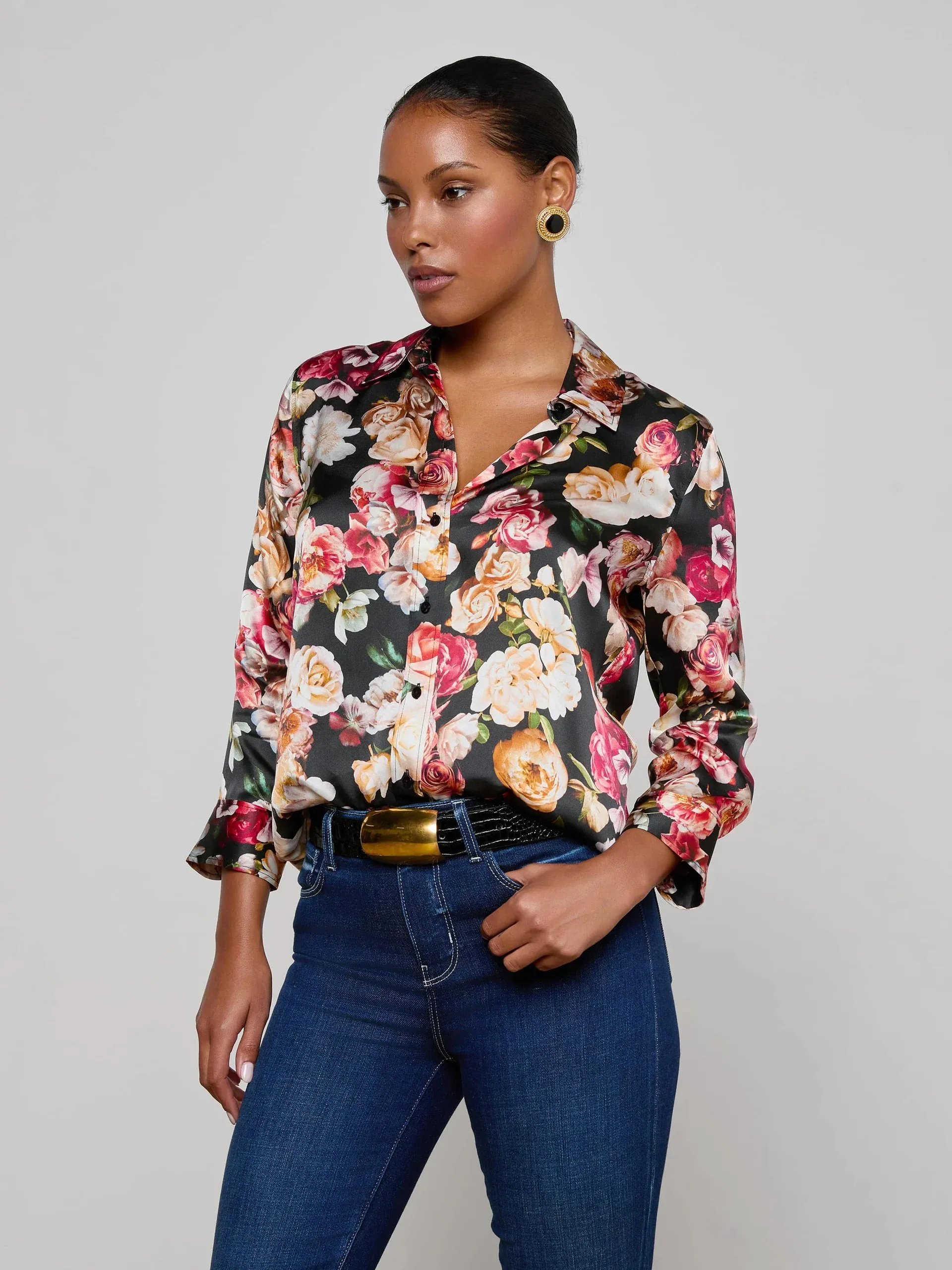 L'agence - Dani Silk Blouse - Multi Cluster Floral sold by Jessie Boutique product image thumbnail 2