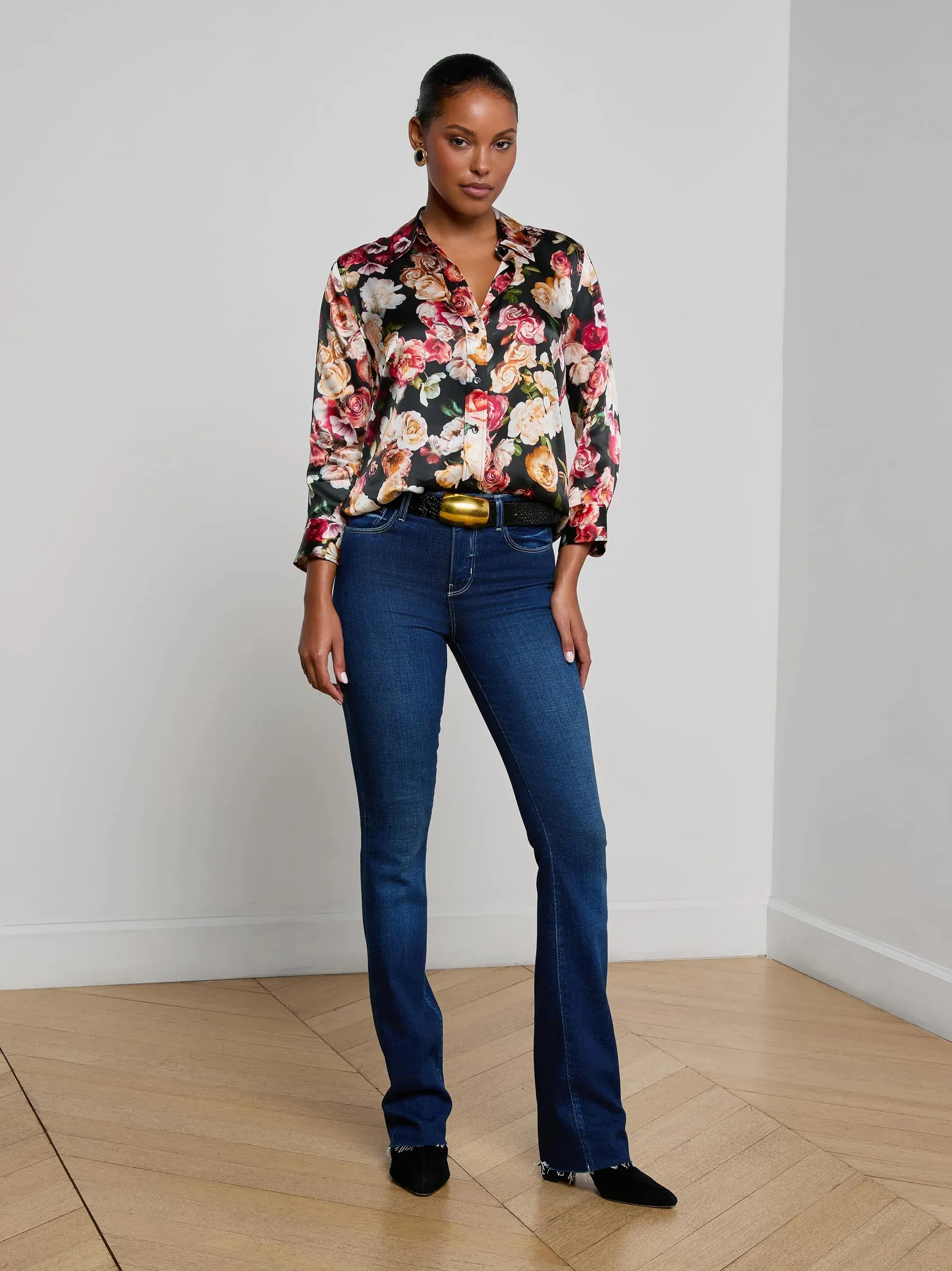 L'agence - Dani Silk Blouse - Multi Cluster Floral sold by Jessie Boutique product image thumbnail 3
