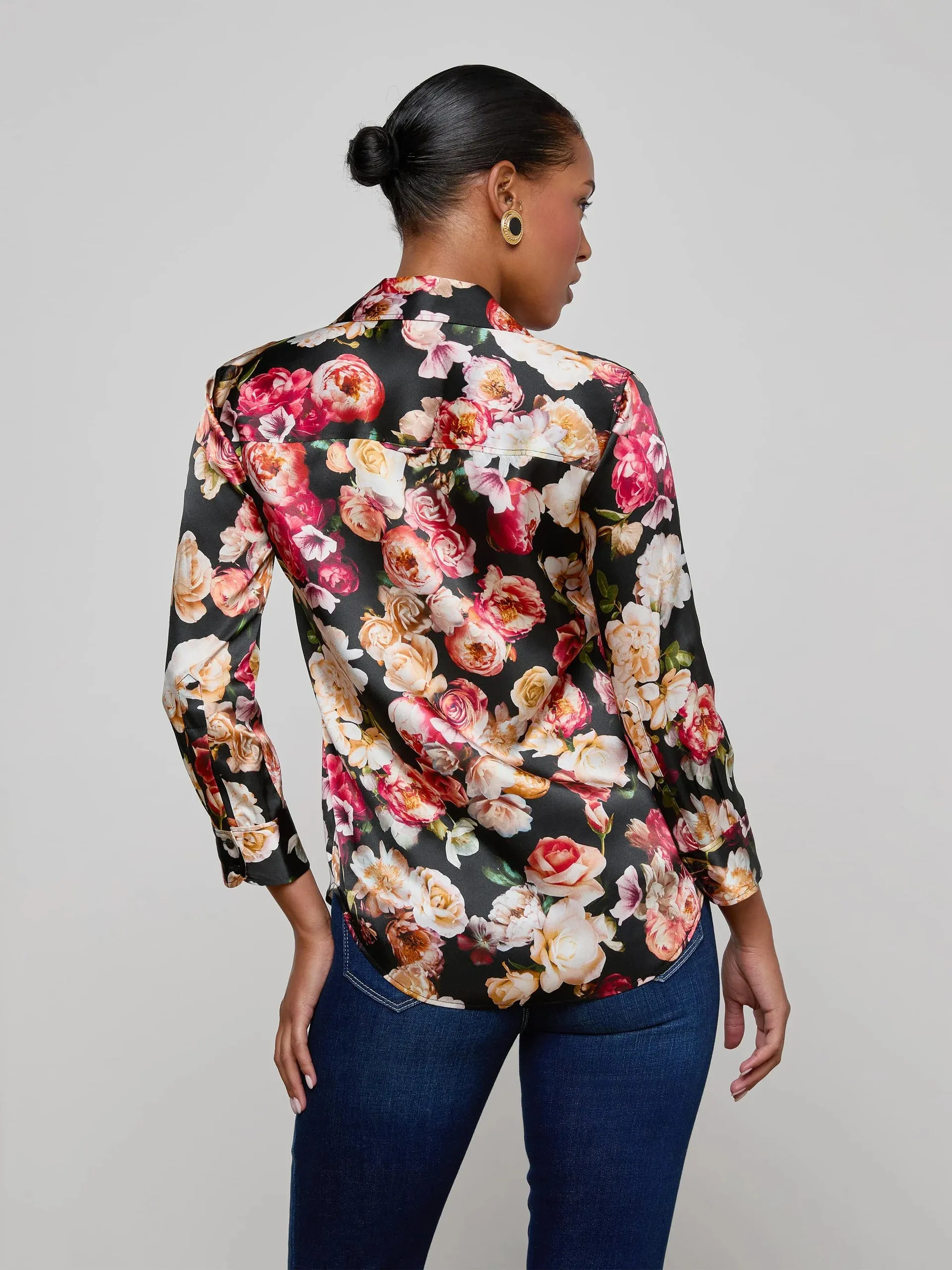 L'agence - Dani Silk Blouse - Multi Cluster Floral sold by Jessie Boutique product image thumbnail 4