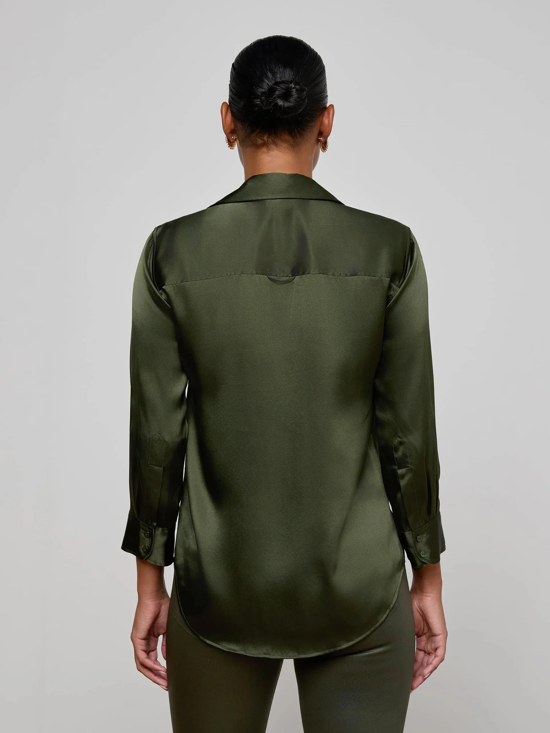 L'agence - Dani Silk Blouse - Deep Olive sold by Jessie Boutique product image thumbnail 3