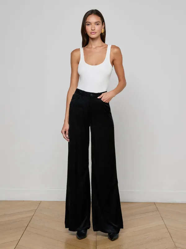 L'agence - Quincy Wide-Leg Corduroy Jean - Black sold by Jessie Boutique