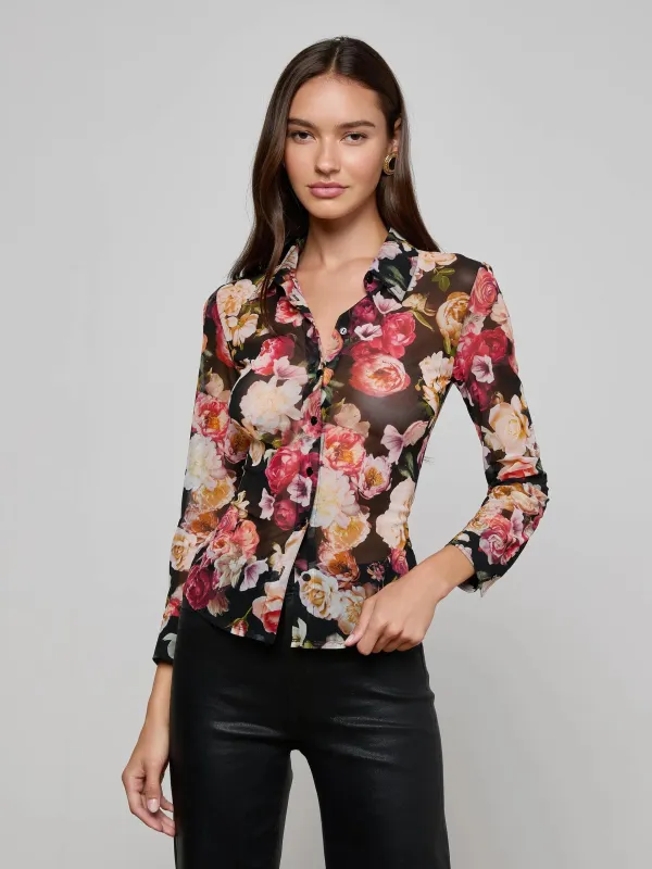 L'agence - Indiana Mesh Blouse - Multi Cluster Floral sold by Jessie Boutique