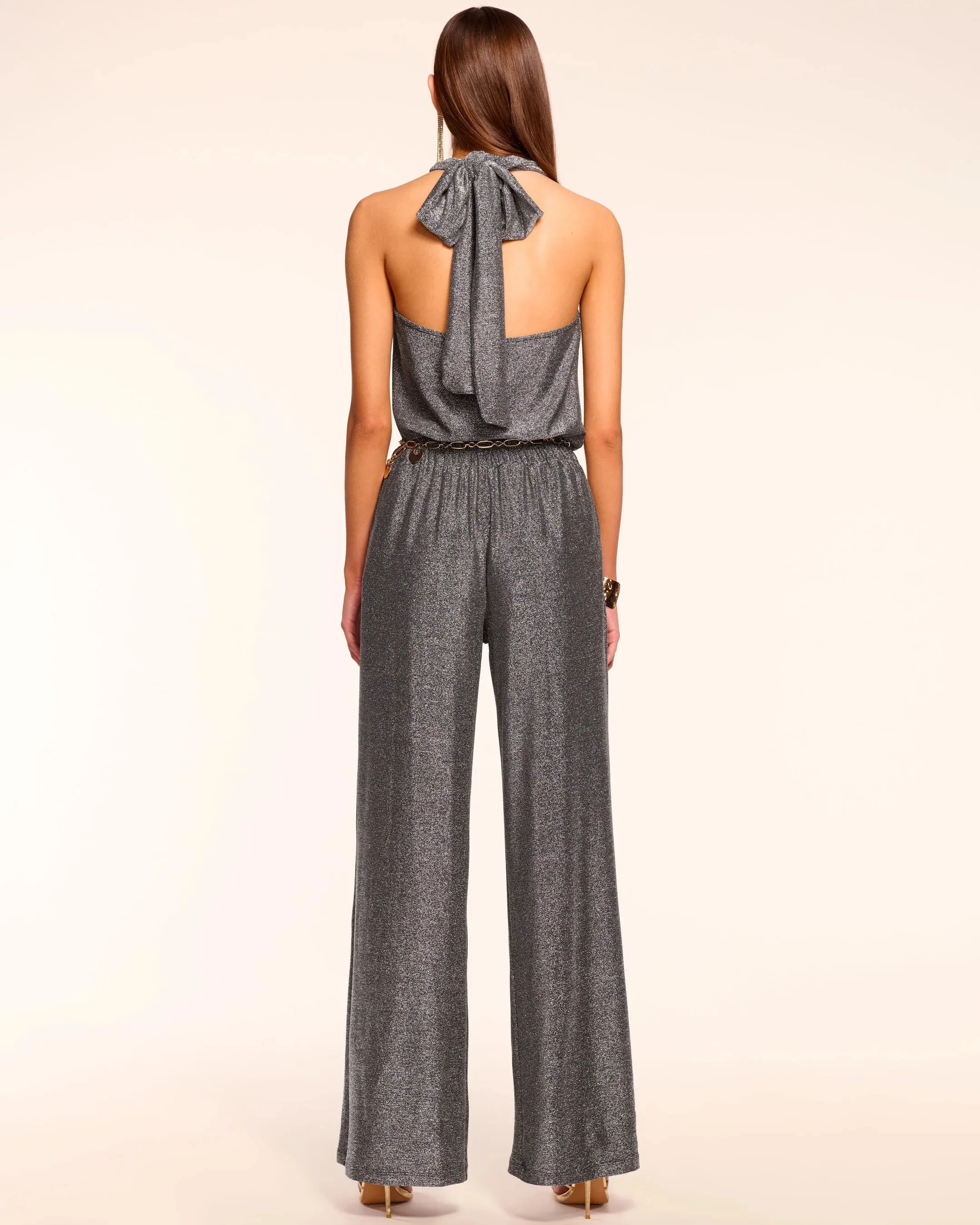 Ramy Brook - Ginger Sparkle Knit Halter Jumpsuit - Silver Knit sold by Jessie Boutique product image thumbnail 3