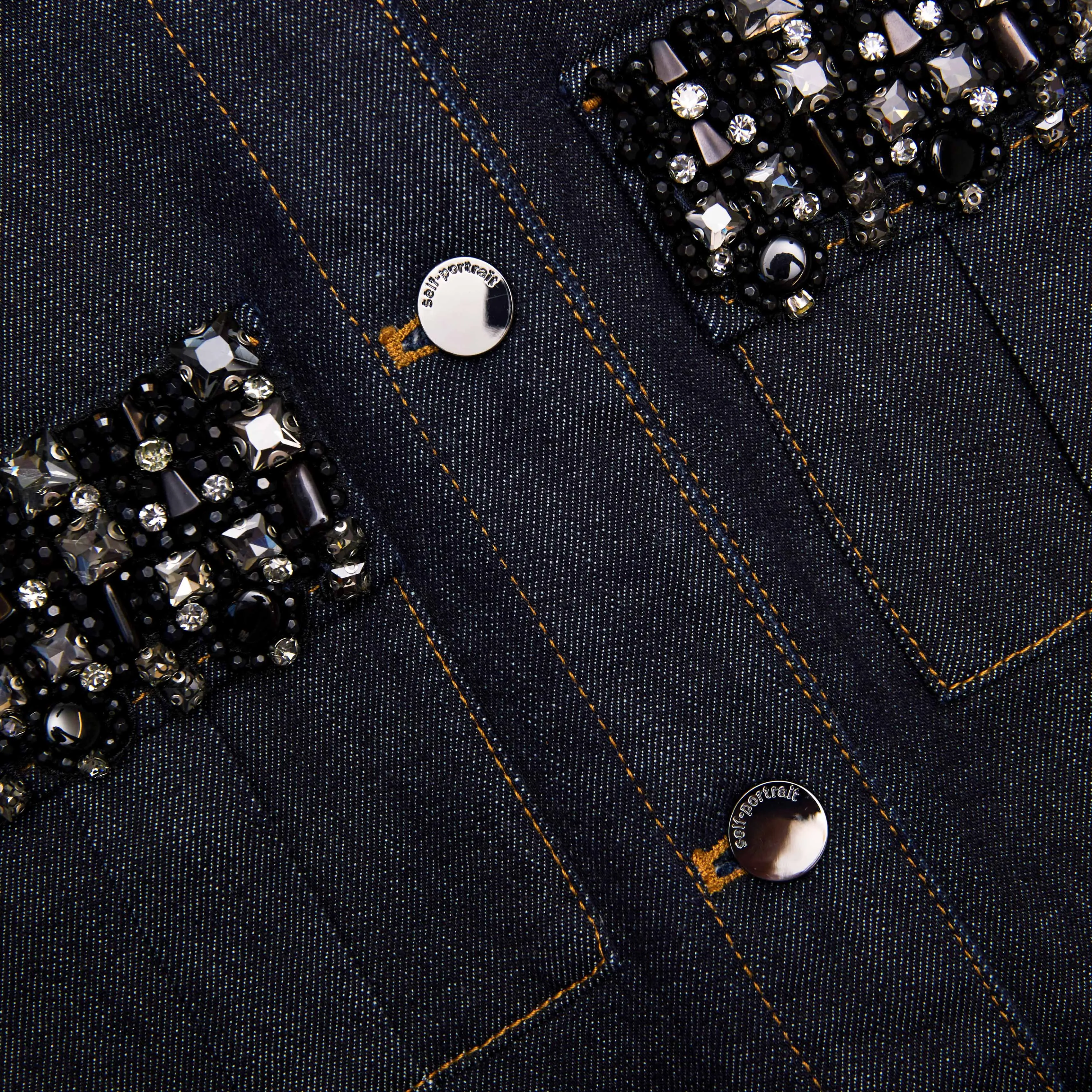 Self-portrait - Indigo Crystal Trim Mini Dress - Denim sold by Jessie Boutique product image thumbnail 4