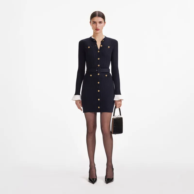 Self-portrait - Viscose Knit Mini Dress - Navy sold by Jessie Boutique