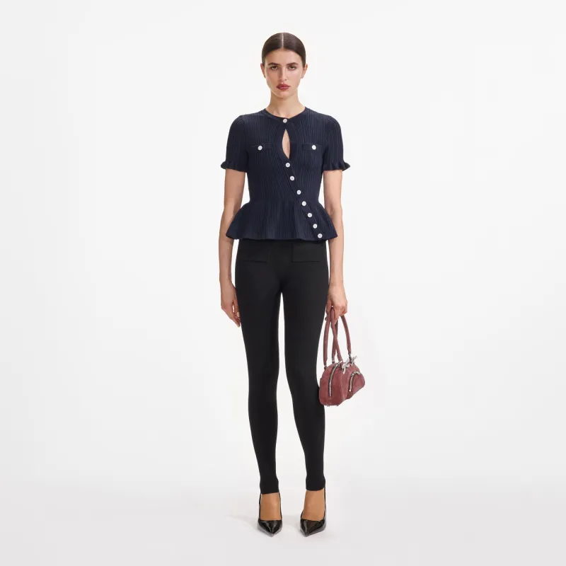 Self-portrait - Asymmetric Knit Top - Navy sold by Jessie Boutique