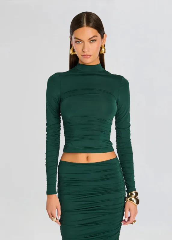 SER.O.YA - Dulcie Ruched Top - Evergreen sold by Jessie Boutique