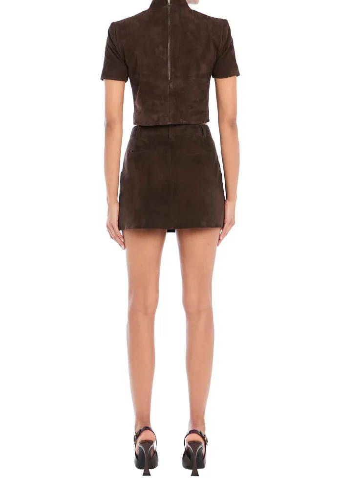 SER.O.YA - Torrance Suede Mini Skirt - Tobacco sold by Jessie Boutique product image thumbnail 4
