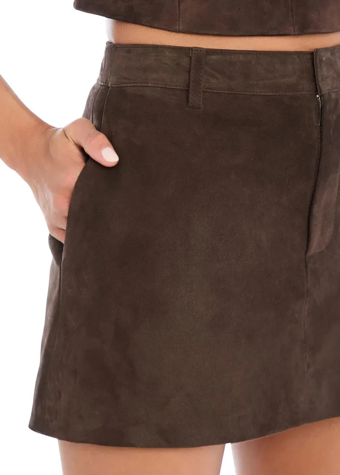 SER.O.YA - Torrance Suede Mini Skirt - Tobacco sold by Jessie Boutique product image thumbnail 2