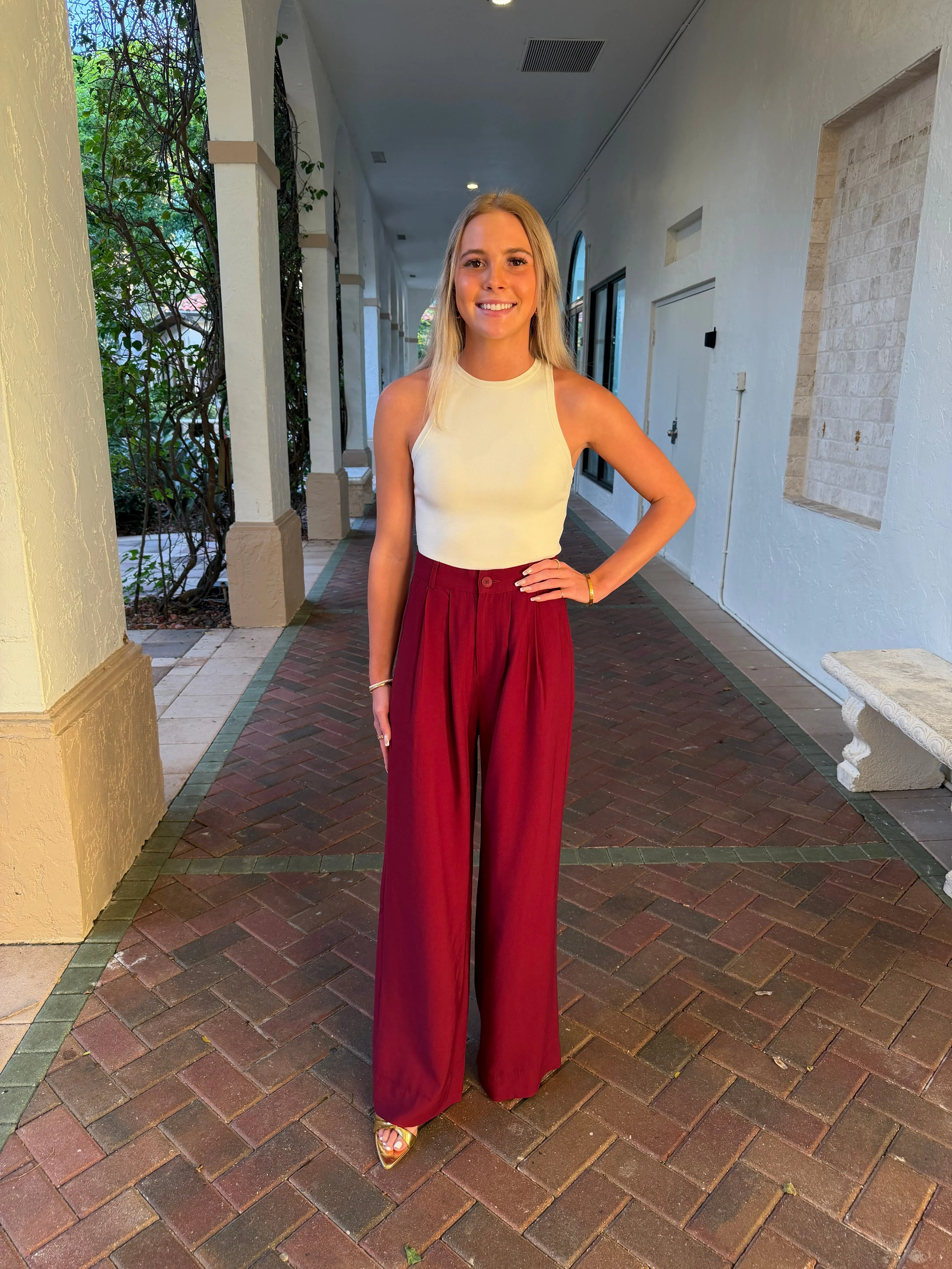 Nonchalant - Fabi Pants - Bourdeaux | Jessie Boutique Exclusive Color sold by Jessie Boutique product image thumbnail 2