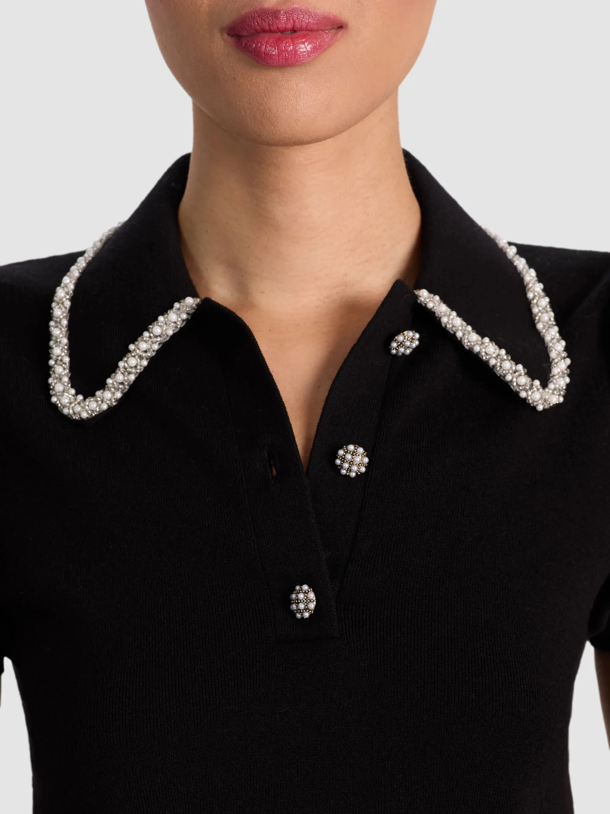 Alice + Olivia - Ramona Embellished Polo - Black sold by Jessie Boutique product image thumbnail 4