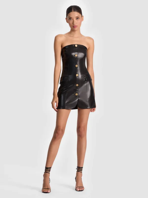 Alice + Olivia - Madison Vegan Strapless Mini Blazer Dress - Black sold by Jessie Boutique
