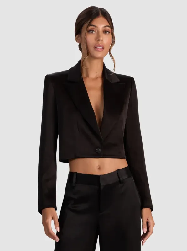Alice + Olivia - Ines Cropped Boxy Blazer - Black sold by Jessie Boutique