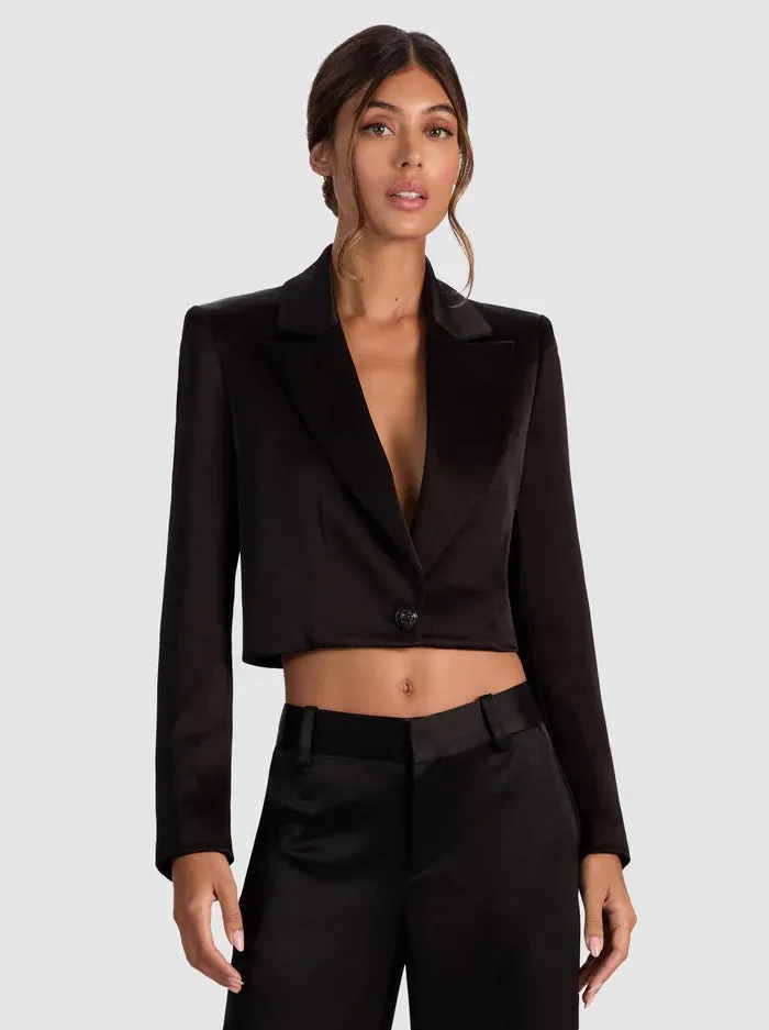 Alice + Olivia - Ines Cropped Boxy Blazer - Black sold by Jessie Boutique
