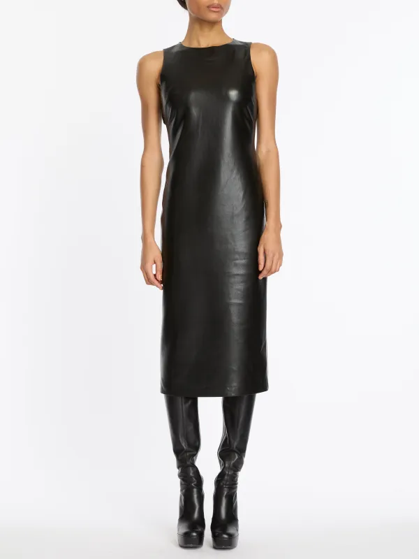 Alice + Olivia - Wynell Vegan Midi Dress - Black sold by Jessie Boutique