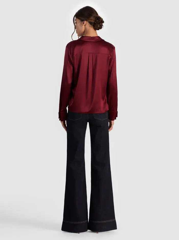 Alice + Olivia - Willa Placket Top - Oxblood sold by Jessie Boutique product image thumbnail 3