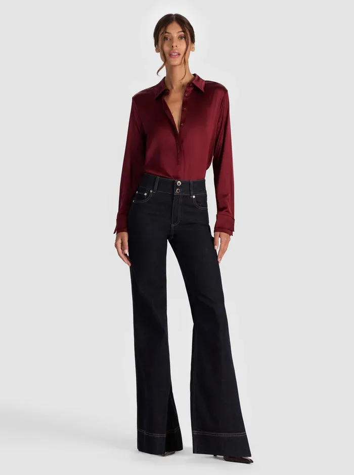 Alice + Olivia - Willa Placket Top - Oxblood sold by Jessie Boutique product image thumbnail 2