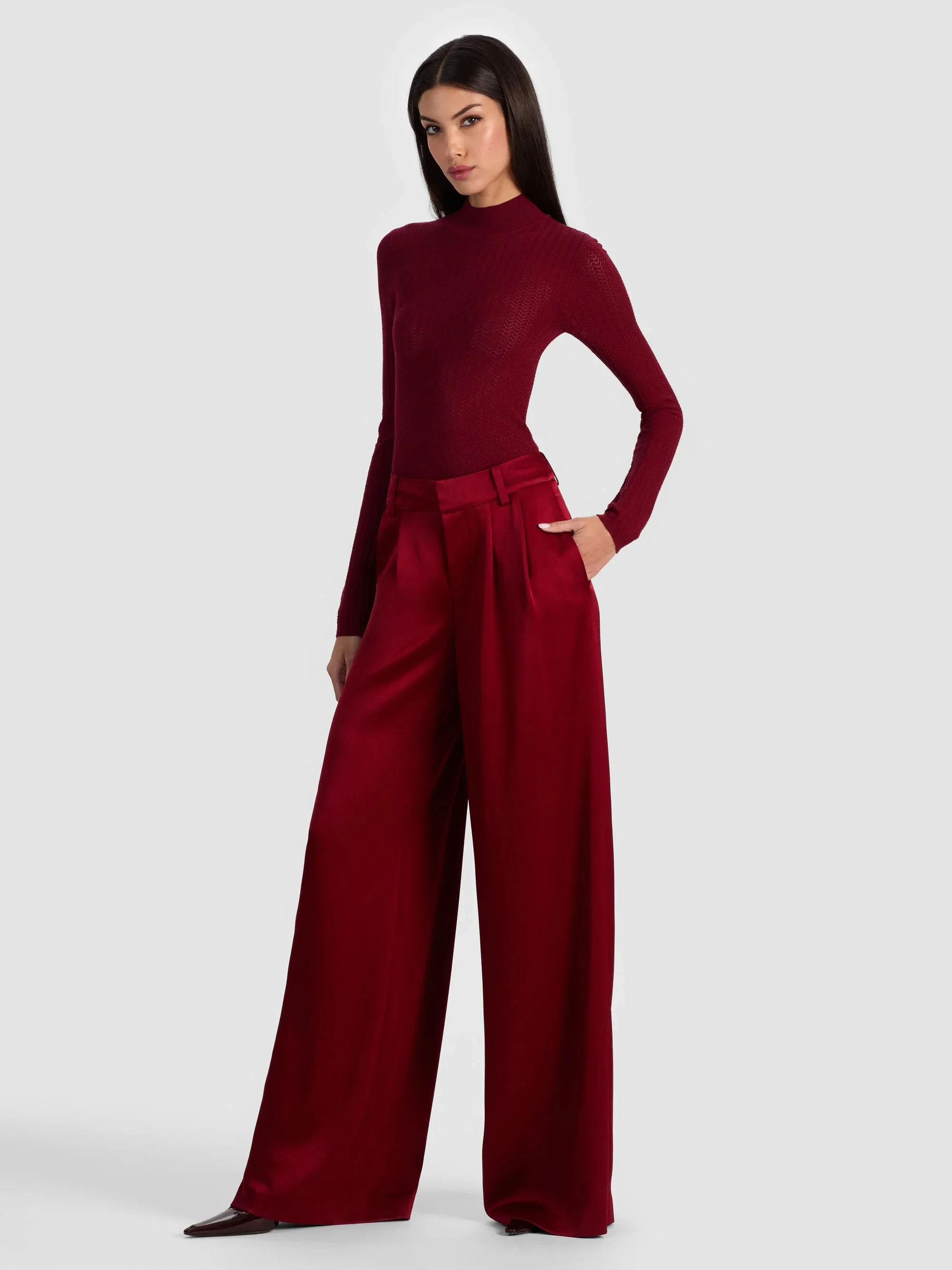 Alice + Olivia - Kennedy Trouser - Oxblood sold by Jessie Boutique product image thumbnail 3