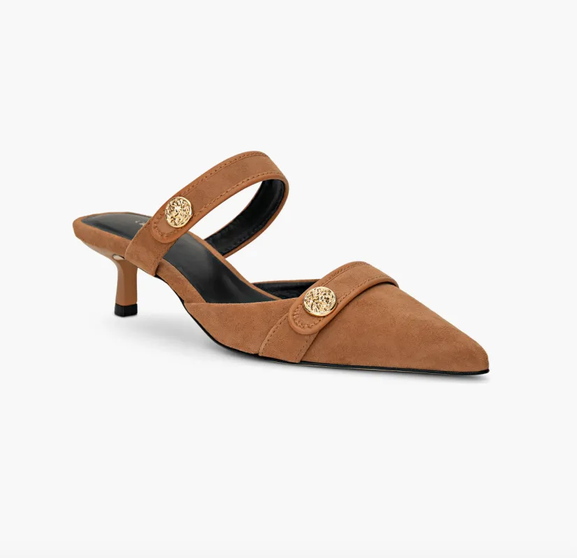 L’agence - Gilliane Heel Mule - Sand Suede sold by Jessie Boutique