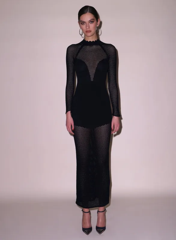 Fleur Du Mal - Scalloped Pointelle Knit Dress - Black made by Fleur du Mal