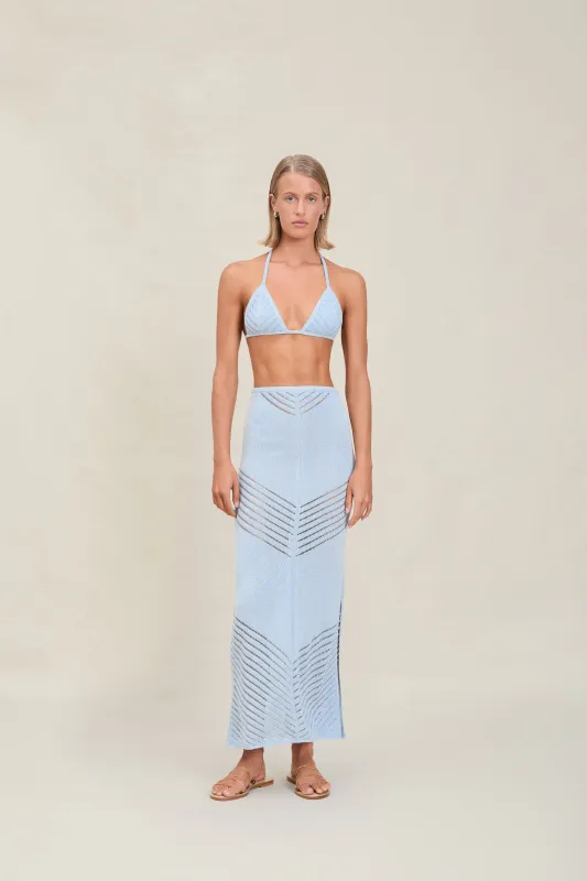Devon Windsor - Bria Metallic Knit Skirt - Azure sold by Jessie Boutique