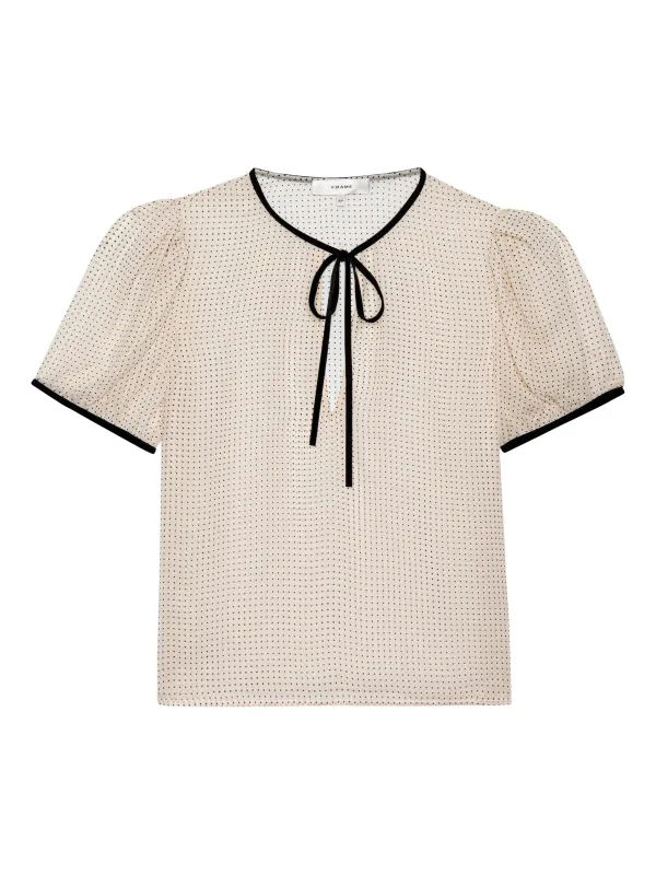 Frame - The Tie Puff Sleeve Blouse - Ecru Multi sold by Jessie Boutique