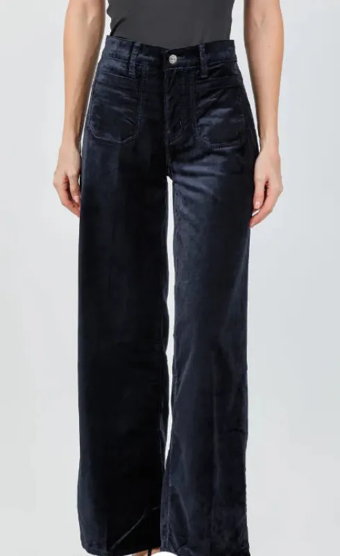 Frame - Le Slim Palazzo Modernist Pocket - Navy Velvet sold by Jessie Boutique