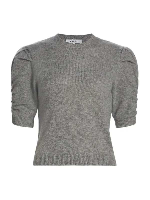 Frame - Ruched Sleeve Cashmere Sweater - Gris Heather sold by Jessie Boutique
