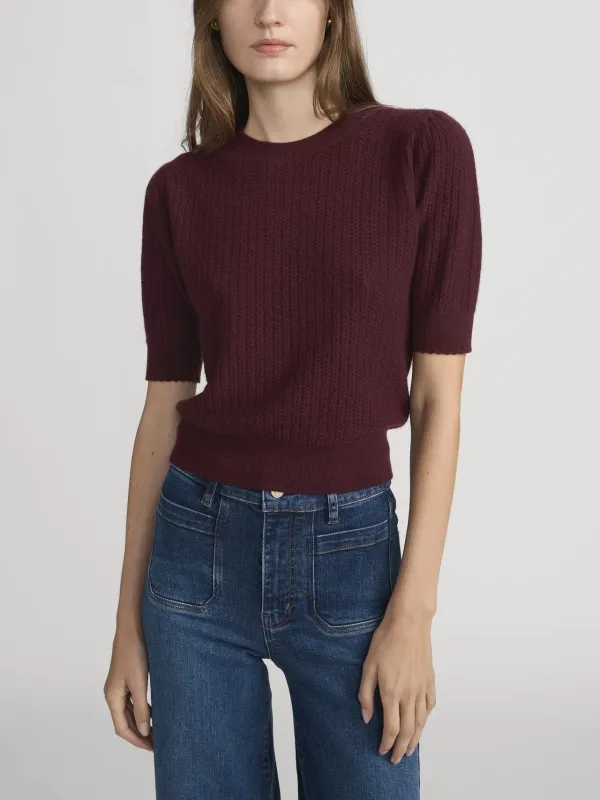 Frame - The Chain Pointelle Sweater - Cabernet sold by Jessie Boutique