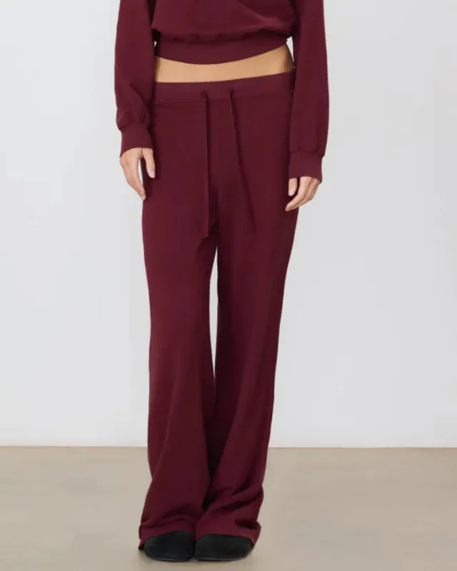 Eterne - Drawstring Wide Leg Sweatpant - Oxblood sold by Jessie Boutique