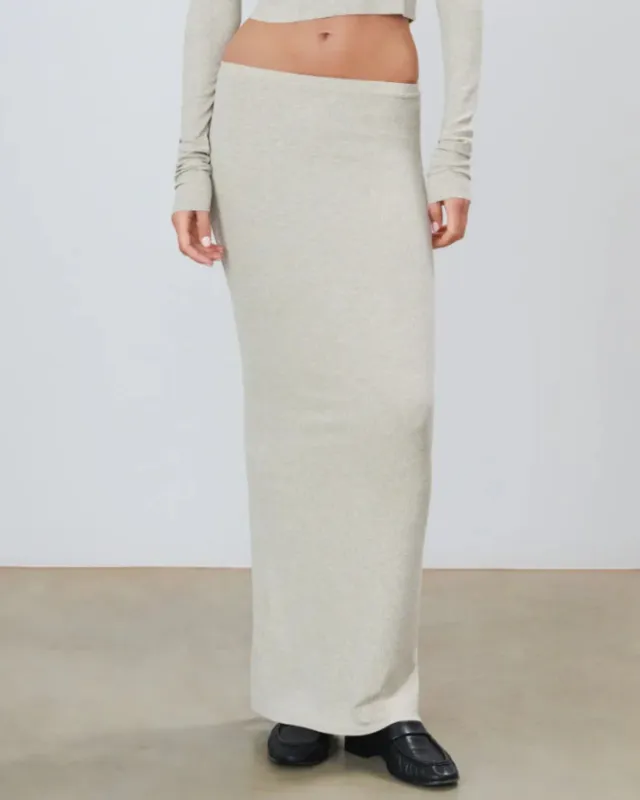 Eterne - Emma Skirt - Heather Oatmeal sold by Jessie Boutique