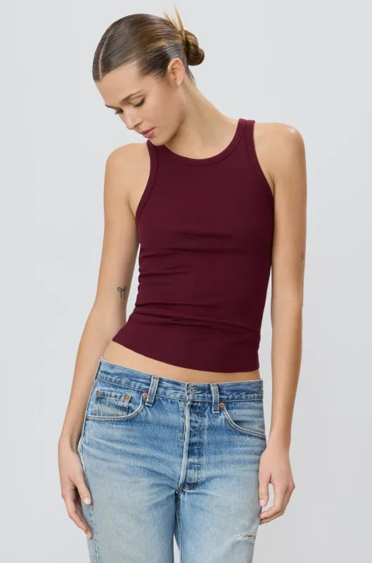 Eterne - High Neck Fitted Tank - Oxblood sold by Jessie Boutique