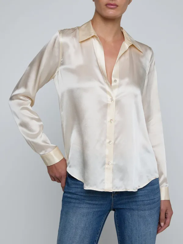 L'agence - Tyler Silk Blouse - Ecru sold by Jessie Boutique