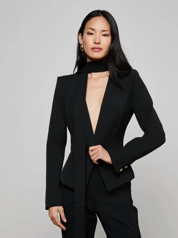 L'agence - Romy Tie Neck Blazer - Black sold by Jessie Boutique