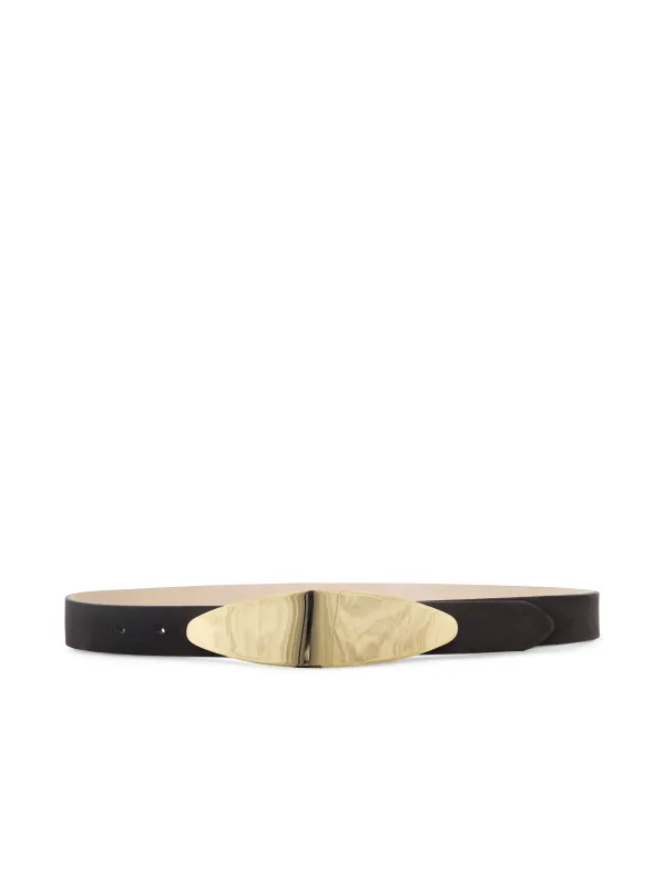 L'agence - Maroux Croc-Embossed Leather Belt - Coffee sold by Jessie Boutique