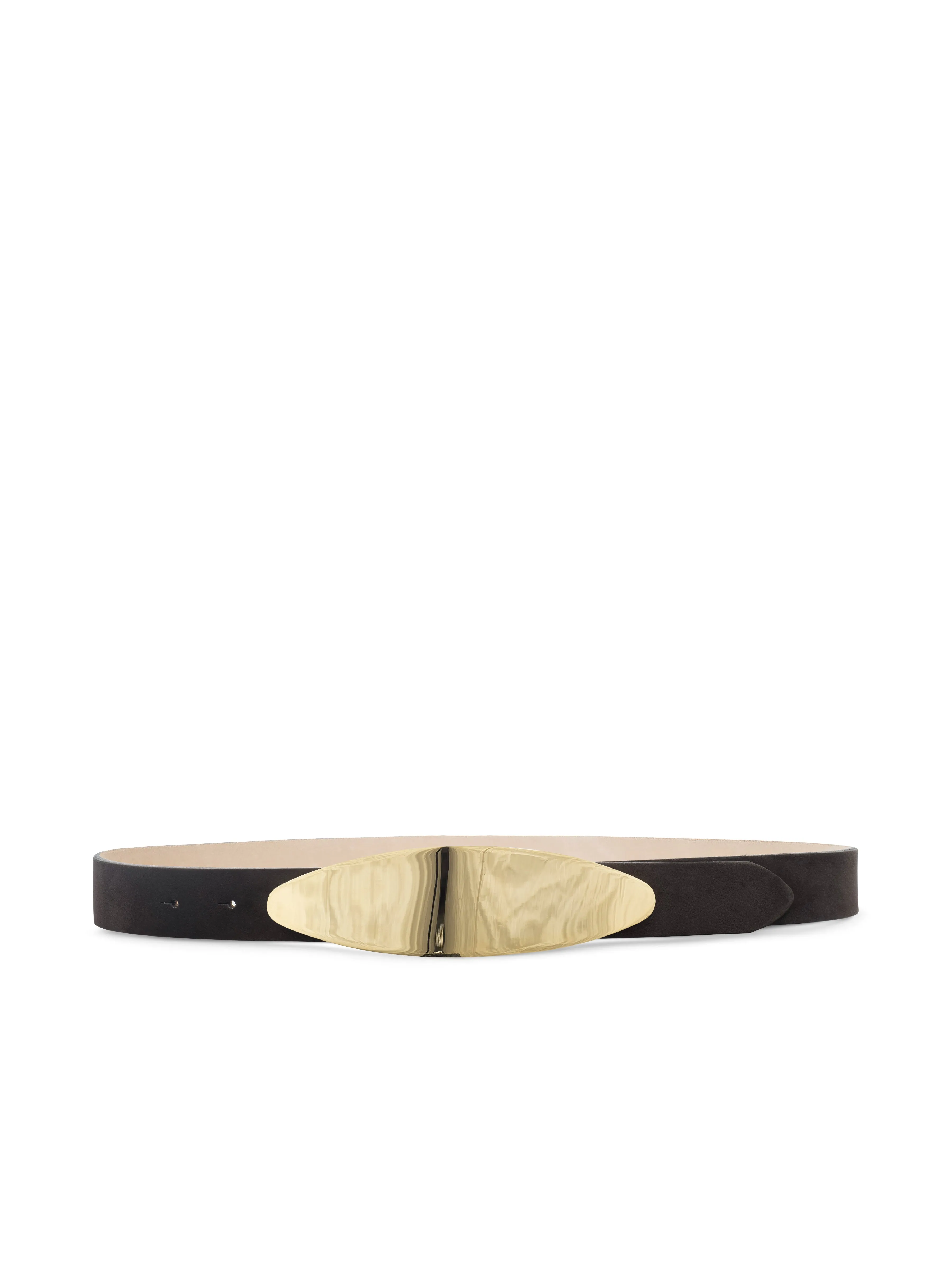 L'agence - Maroux Croc-Embossed Leather Belt - Coffee sold by Jessie Boutique