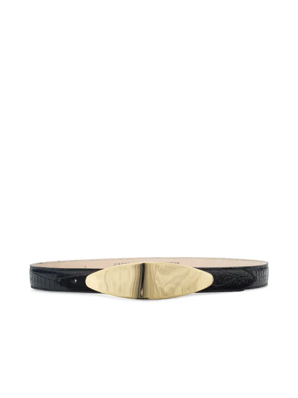L'agence - Maroux Croc-Embossed Leather Belt - Black Croc Embossed sold by Jessie Boutique
