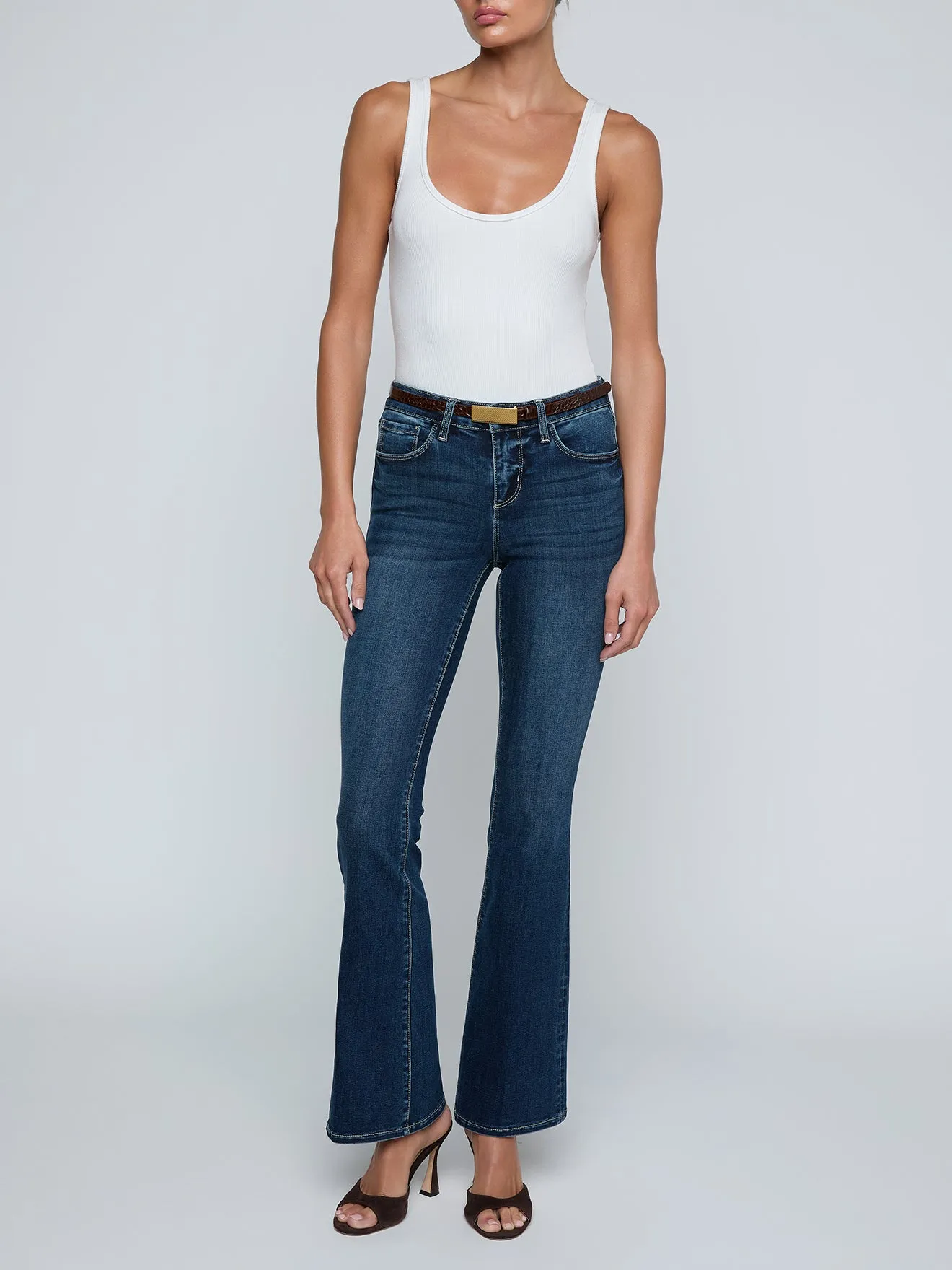 L'agence - Elyse Croc-Embossed Leather Belt - Chocolate Croc Embossed sold by Jessie Boutique product image thumbnail 3