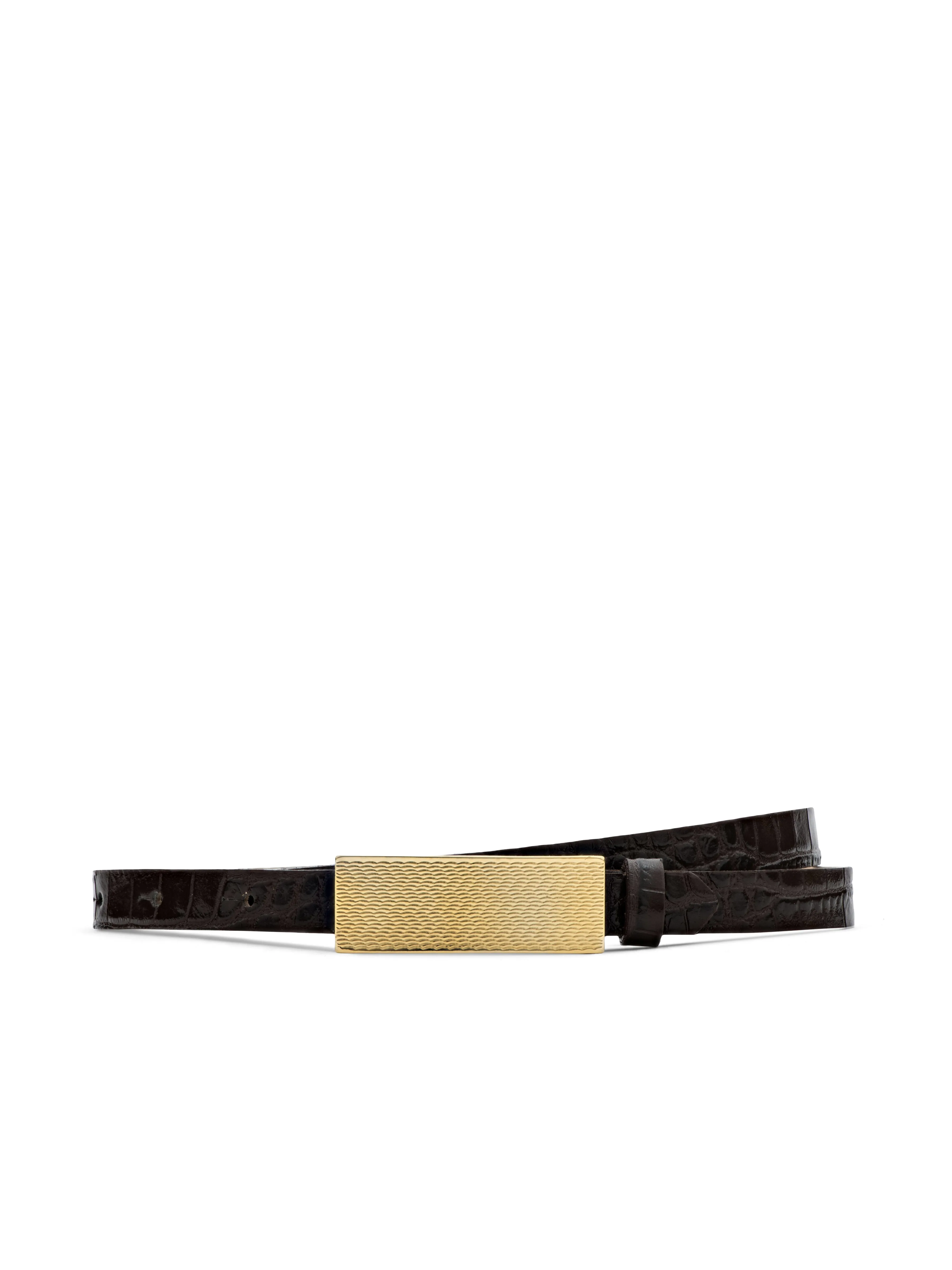 L'agence - Elyse Croc-Embossed Leather Belt - Chocolate Croc Embossed sold by Jessie Boutique