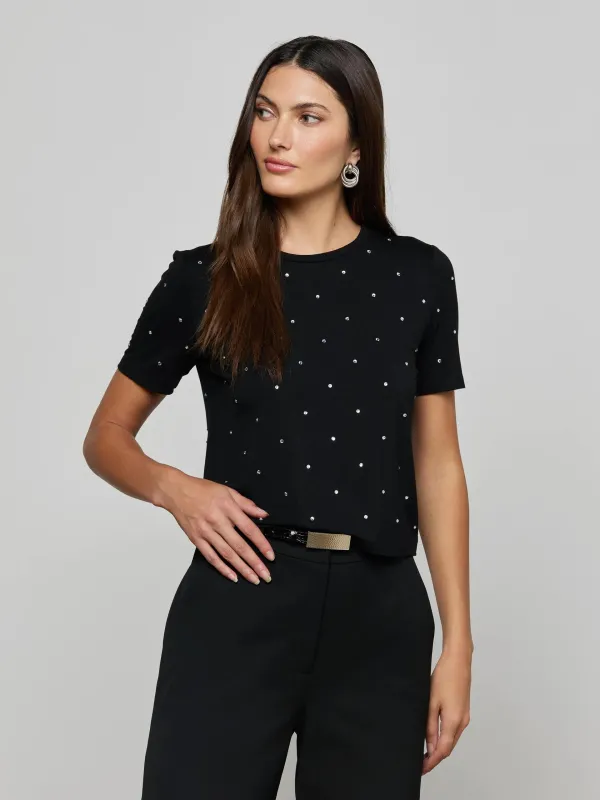 L'agence - Stormy Embellished Tee - Black made by L'AGENCE