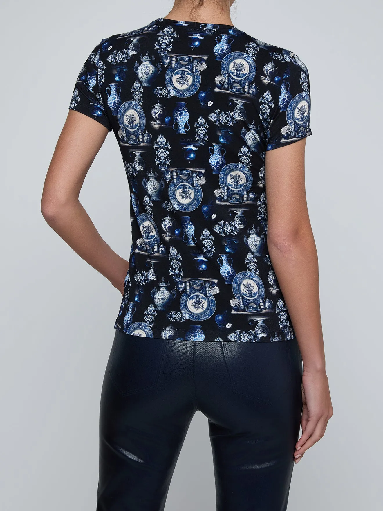 L'agence - Ressi Fitted Tee - Black/Blue Porcelain Print sold by Jessie Boutique product image thumbnail 5
