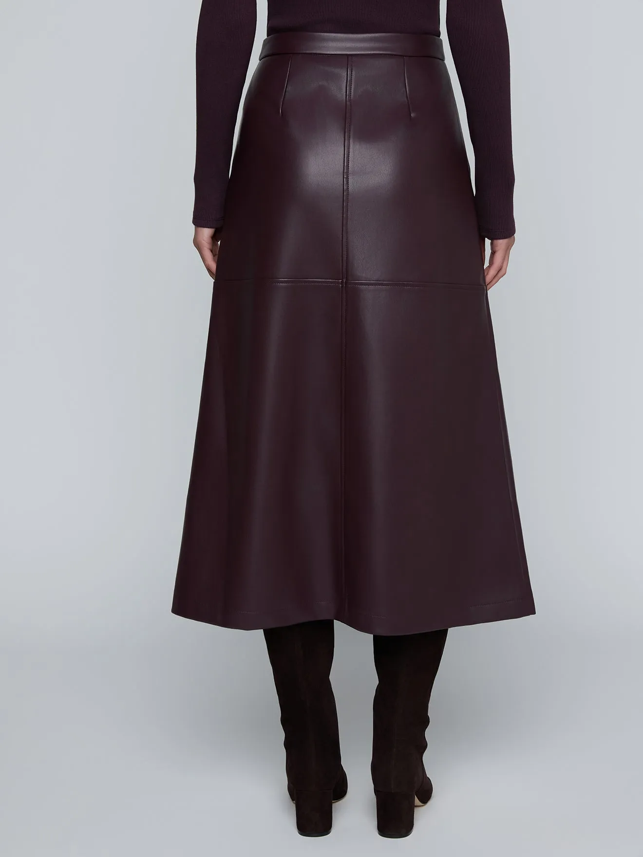 L'agence - Robyn Vegan Leather Midi Skirt - Dark Malbec sold by Jessie Boutique product image thumbnail 5