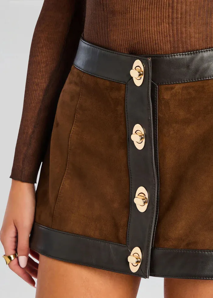 Retrofete - Lisbeth Suede Leather Skirt - Chocolate/Tobacco sold by Jessie Boutique product image thumbnail 2