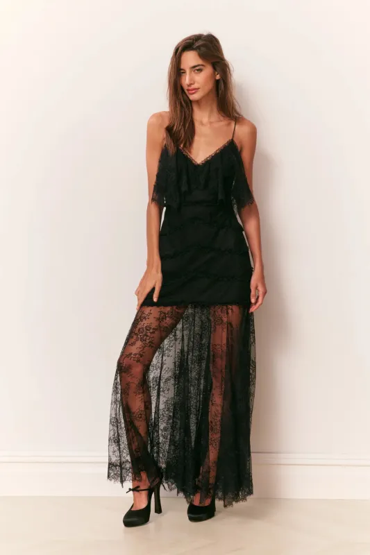 Loveshackfancy - Sandy Lace Maxi Dress - Black sold by Jessie Boutique