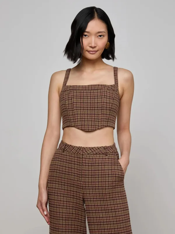 L'agence - Tiffany Corset Top - Brown Multi Houndstooth sold by Jessie Boutique