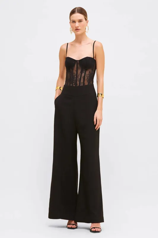 Patbo - Wide Leg Crepe Pant - Black made by PatBO
