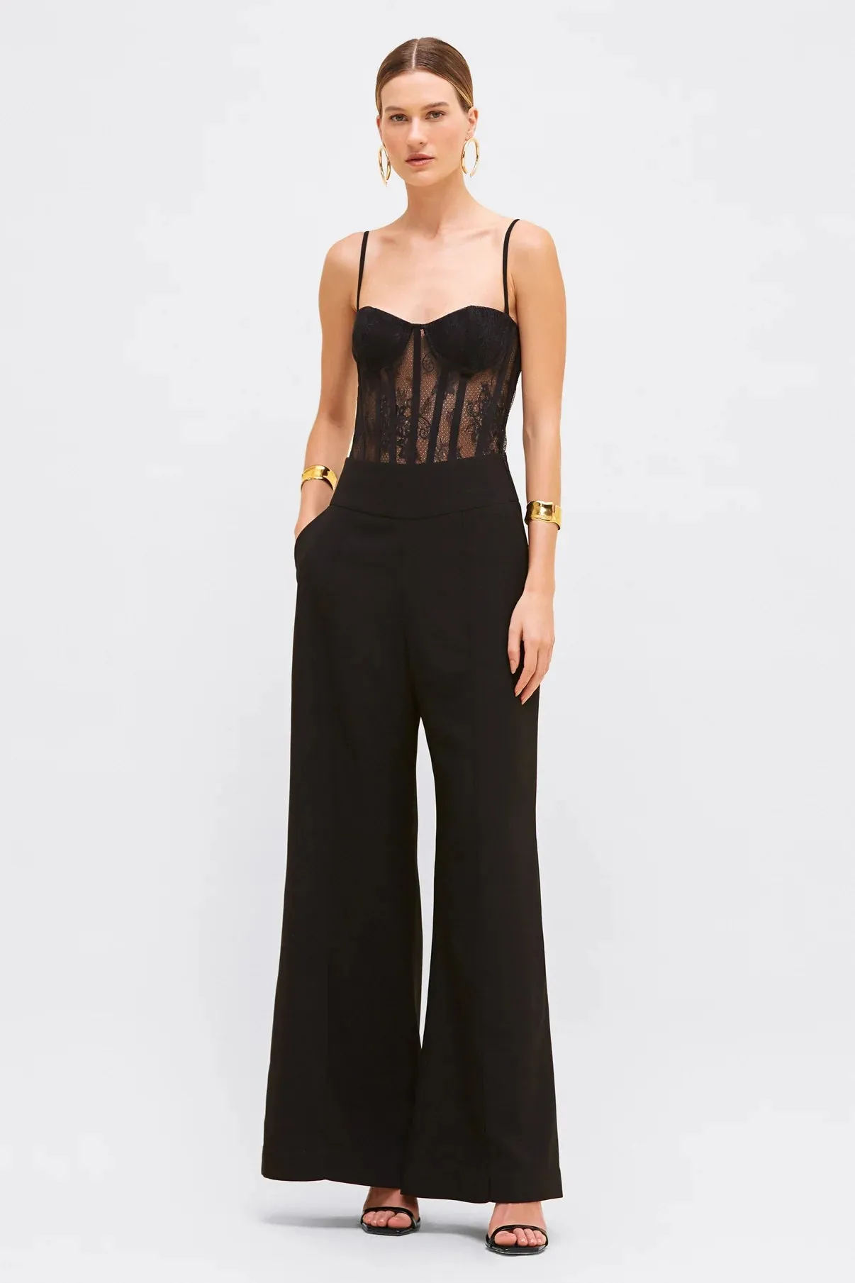Patbo - Wide Leg Crepe Pant - Black sold by Jessie Boutique