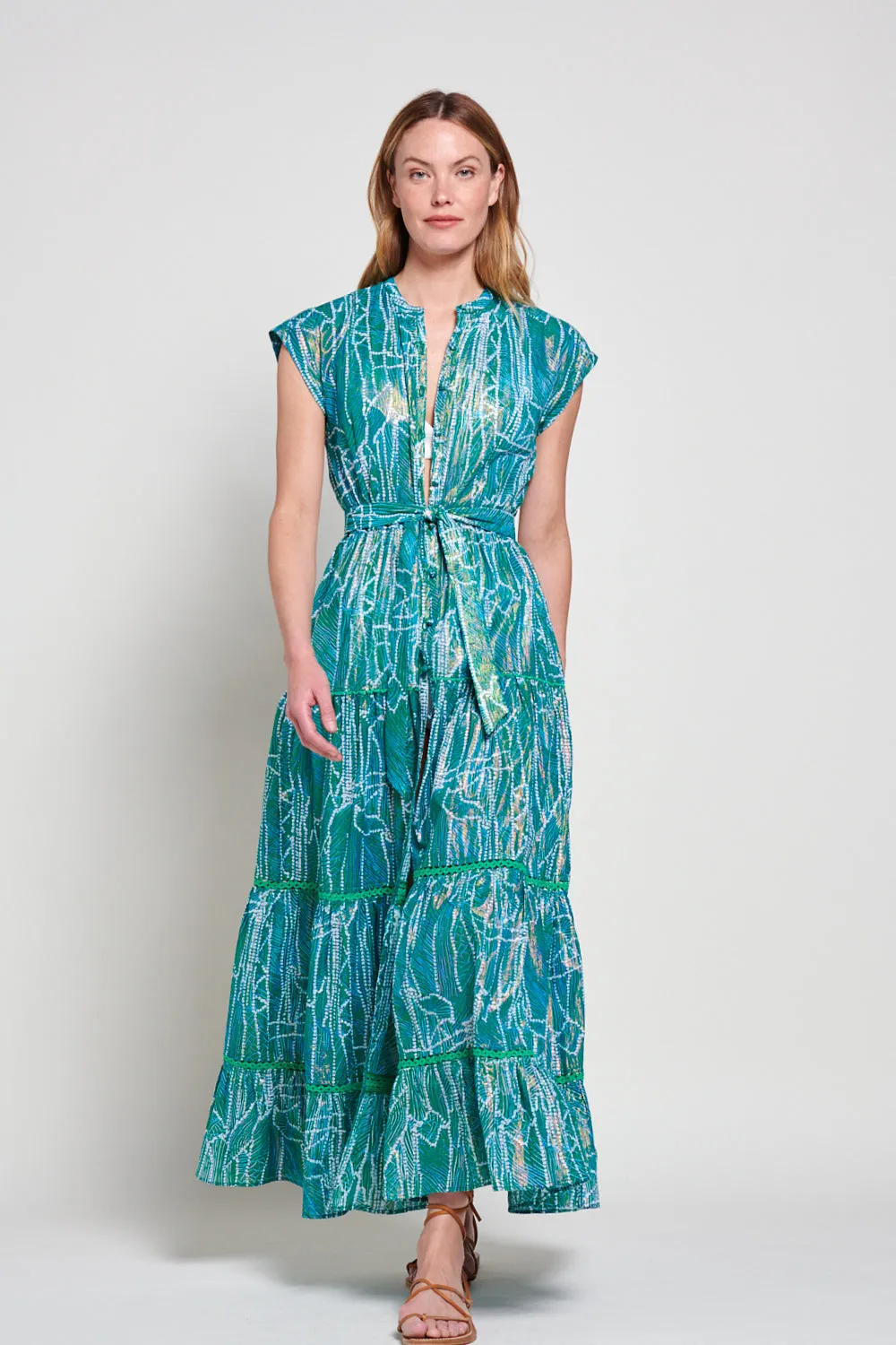 Poupette St Barth - Long Dress Kora - Green Akoya sold by Jessie Boutique