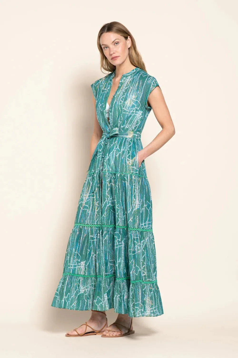 Poupette St Barth - Long Dress Kora - Green Akoya sold by Jessie Boutique product image thumbnail 2